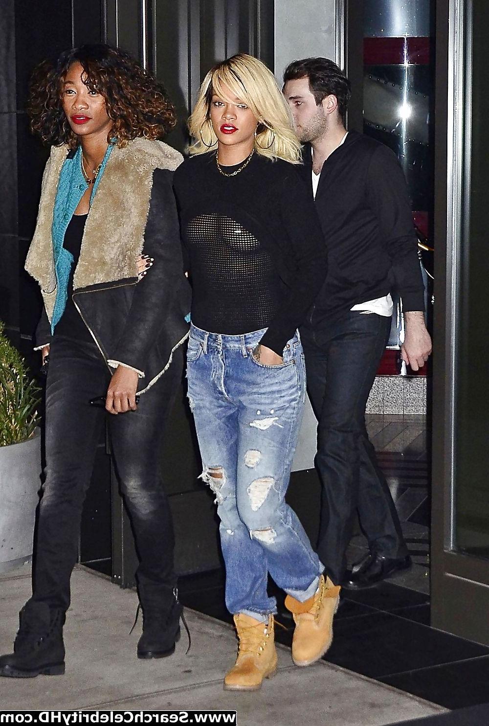 13P Rihanna - Braless See-Through Candids in New York