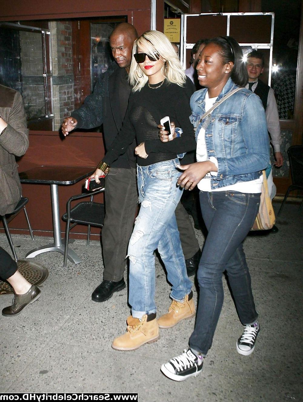 13P Rihanna - Braless See-Through Candids in New York