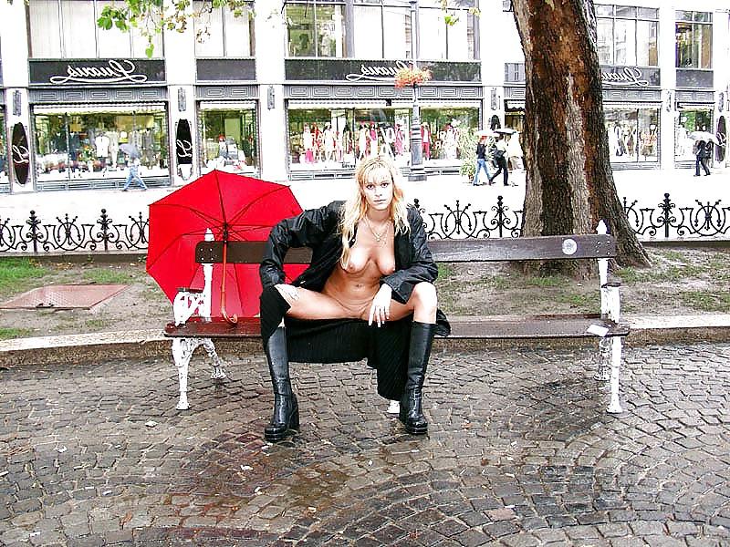 25P Sluts upskirt and nude on benches 7