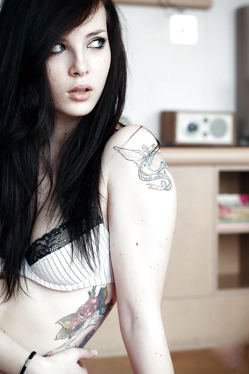 25P Gorgeous blue eyed tattooed teen babe