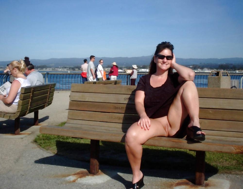 25P Sluts upskirt and nude on benches 5