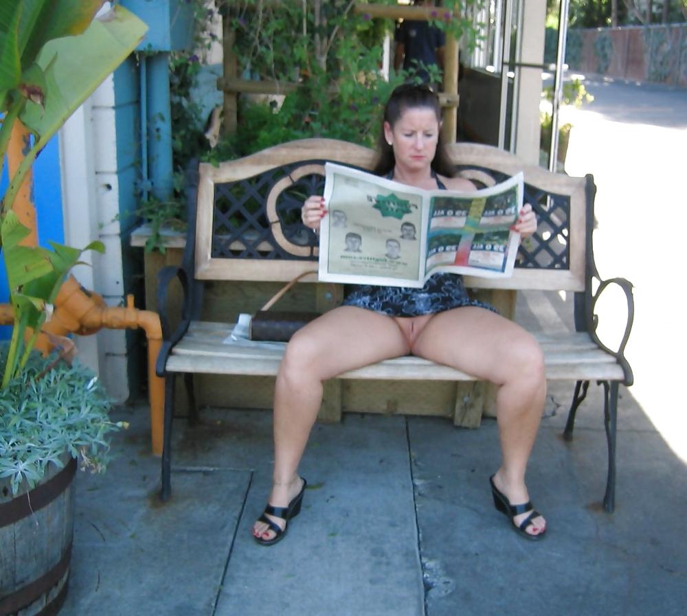 25P Sluts upskirt and nude on benches 5