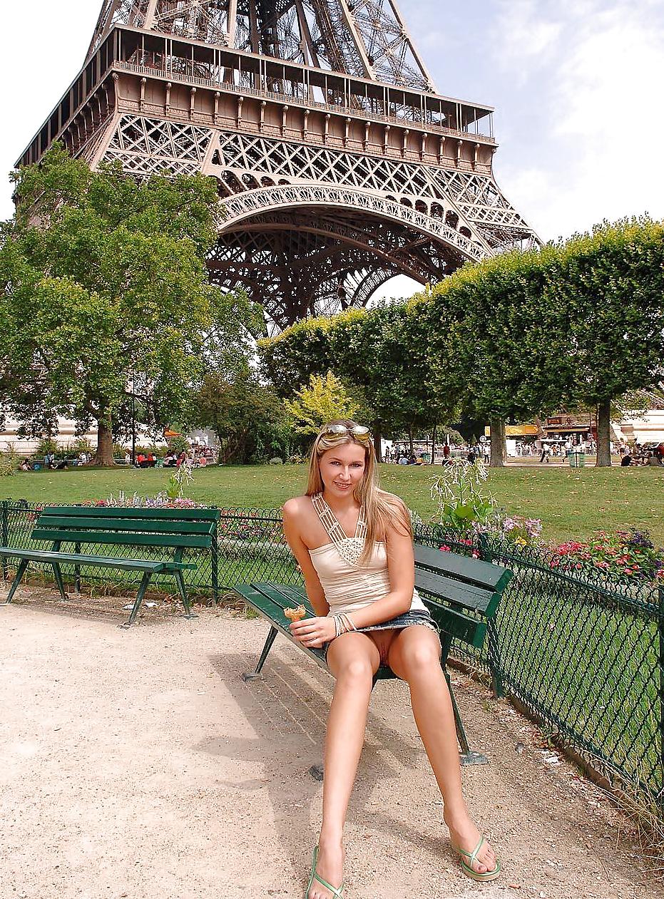 25P Sluts upskirt and nude on benches 6