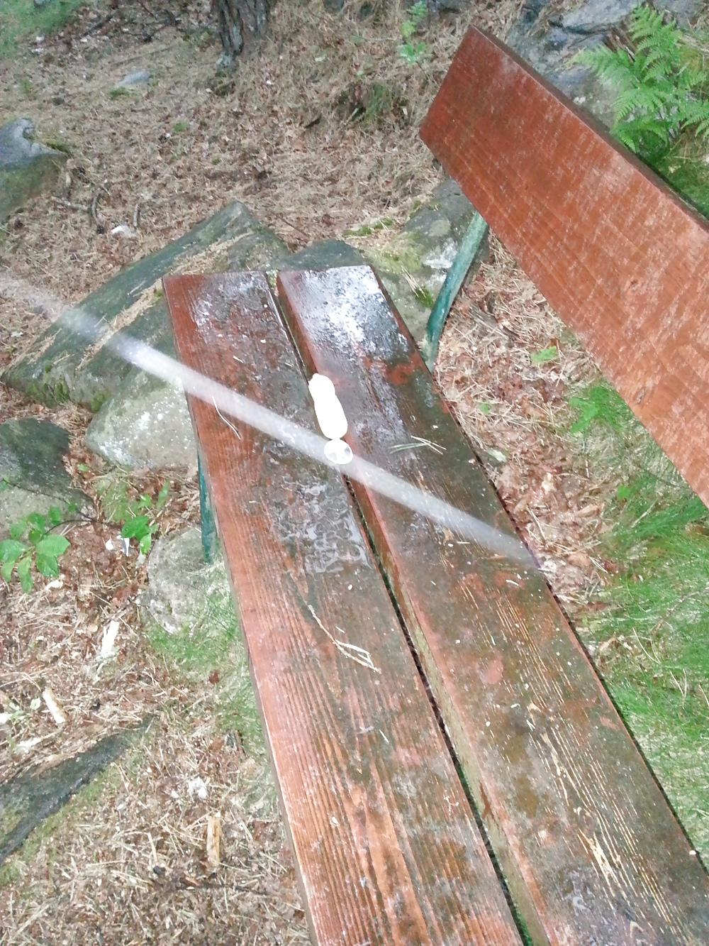 25P My Cum Of 13 Loads In A Condom On A Bench In A Park!