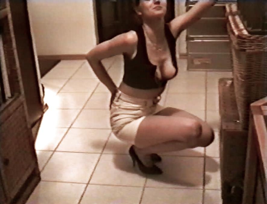 12P SAG - Wife's Boobs Downblouse Black Zip Bustier & Skirt 22