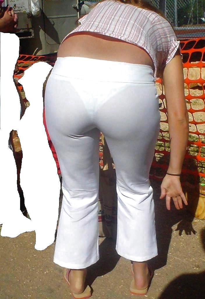 25P Wives In Tight And See Thru White Pants 