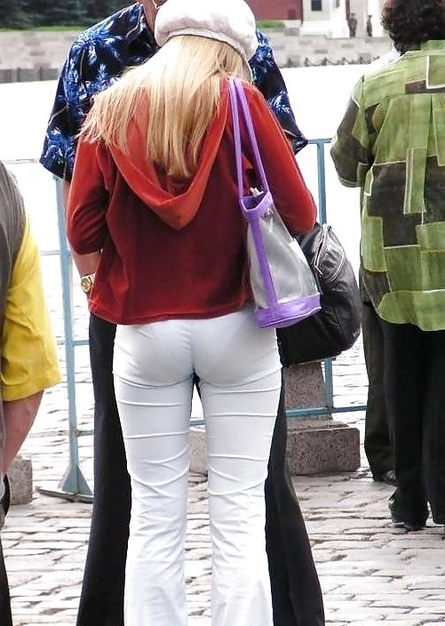 25P Wives In Tight And See Thru White Pants 