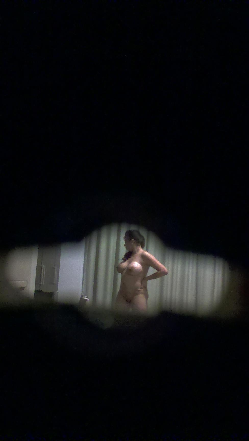 7P Voyeur 23 Yo. cute busty girl spied through the keyhole