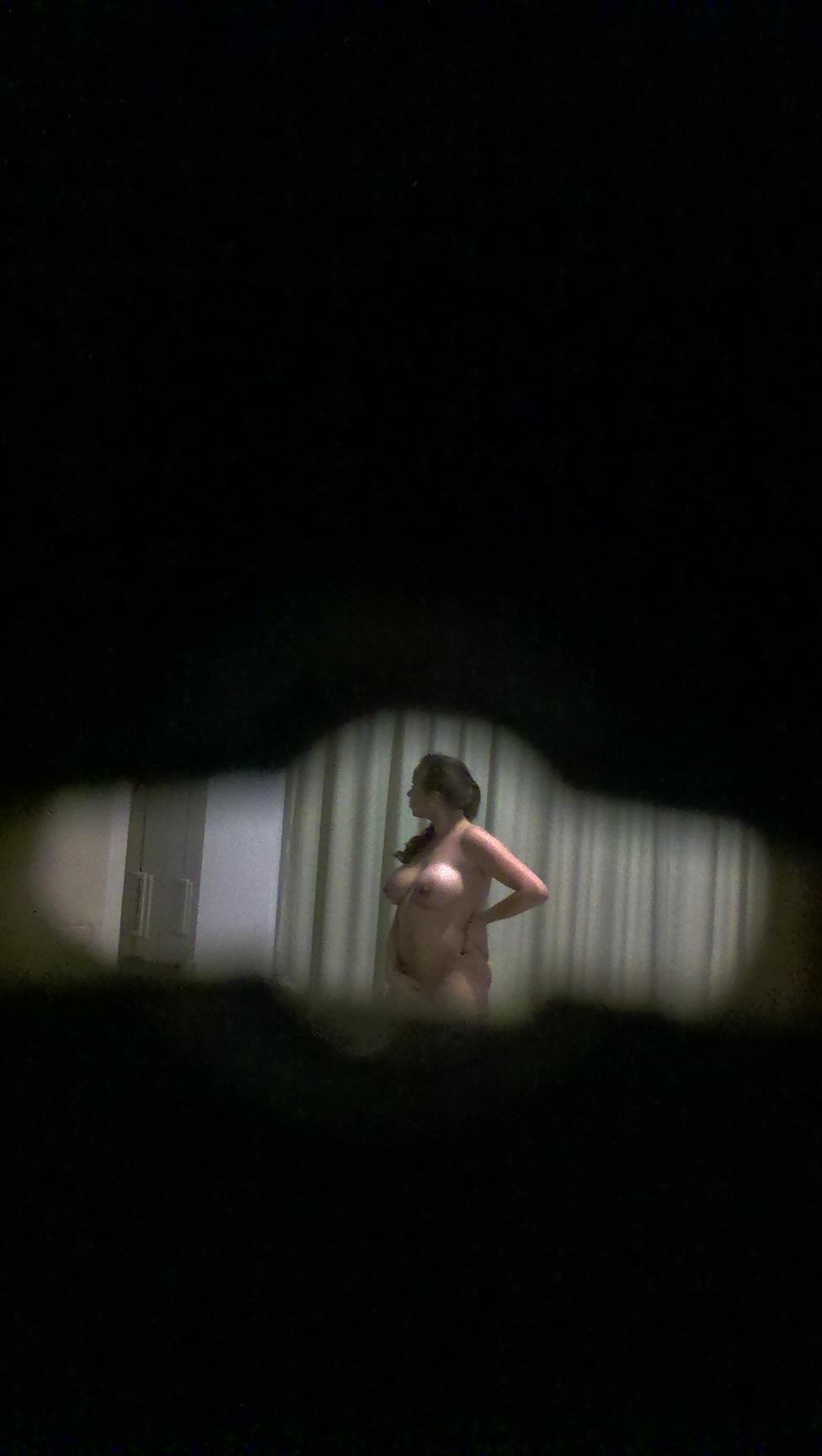 7P Voyeur 23 Yo. cute busty girl spied through the keyhole