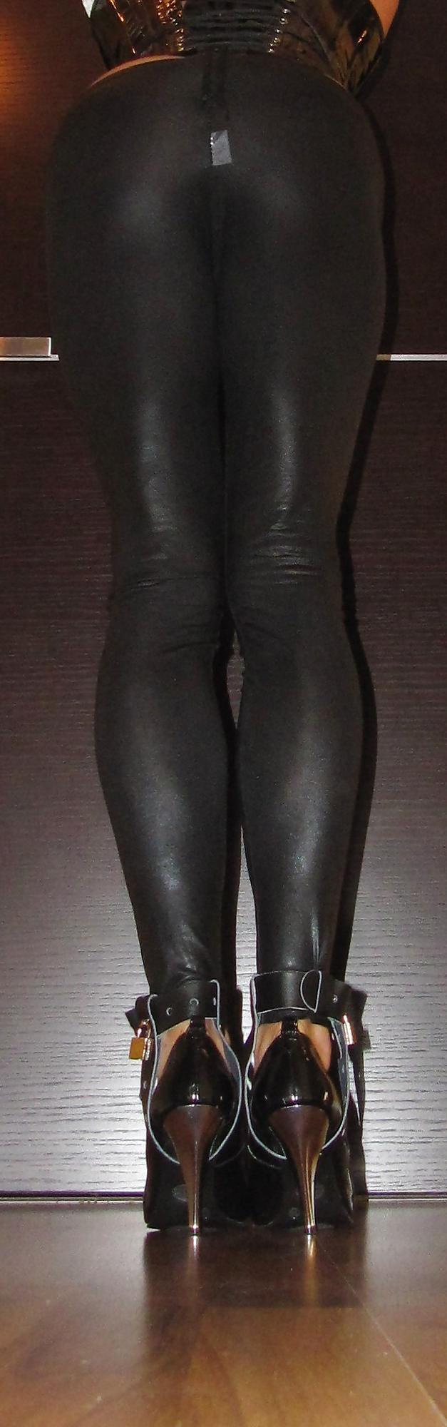 22P Foot torture with peas in high heels, leggings and corset