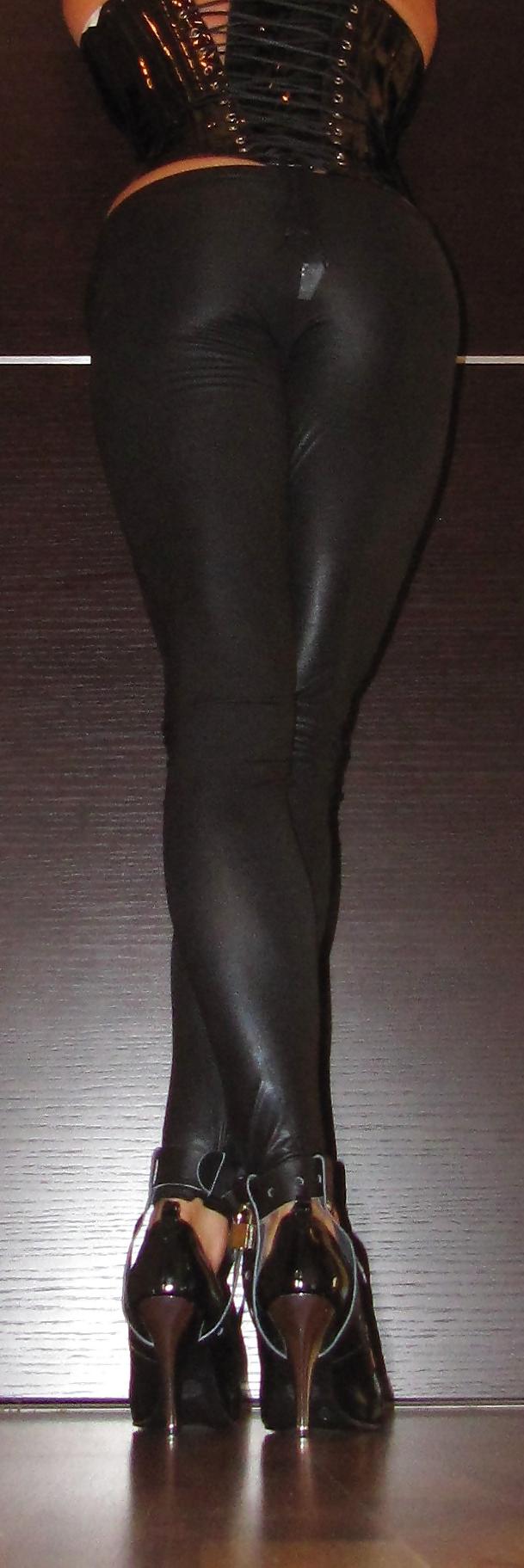 22P Foot torture with peas in high heels, leggings and corset