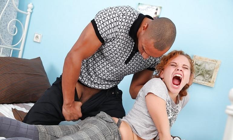 18P Teen redhead rough fucked by a black guy 