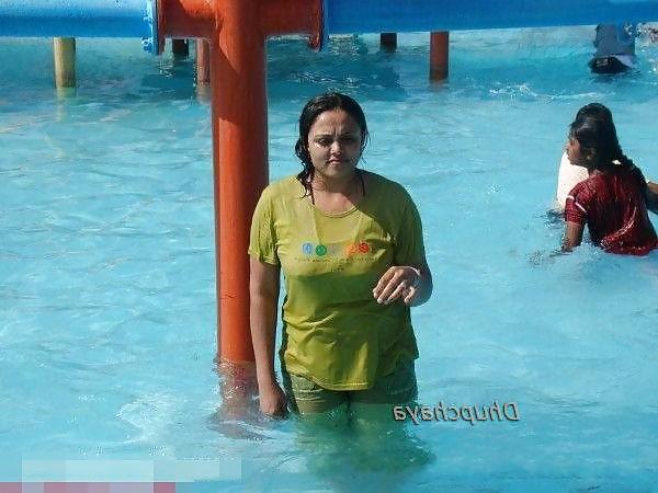 12P Desi Aunty at Water Park Enjoying Wet