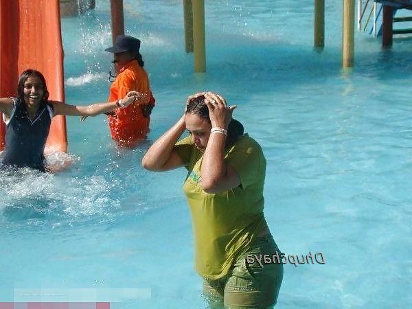 12P Desi Aunty at Water Park Enjoying Wet