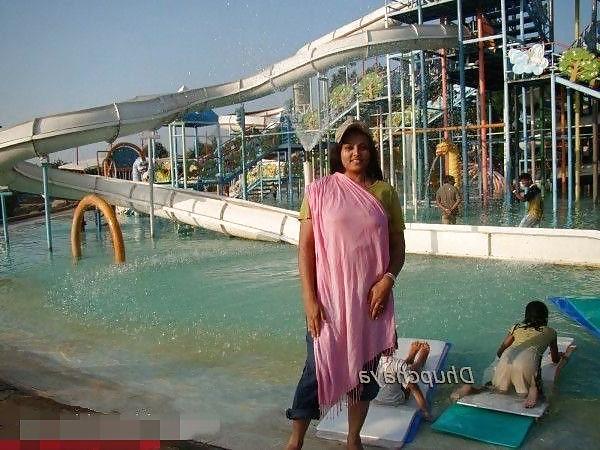 12P Desi Aunty at Water Park Enjoying Wet