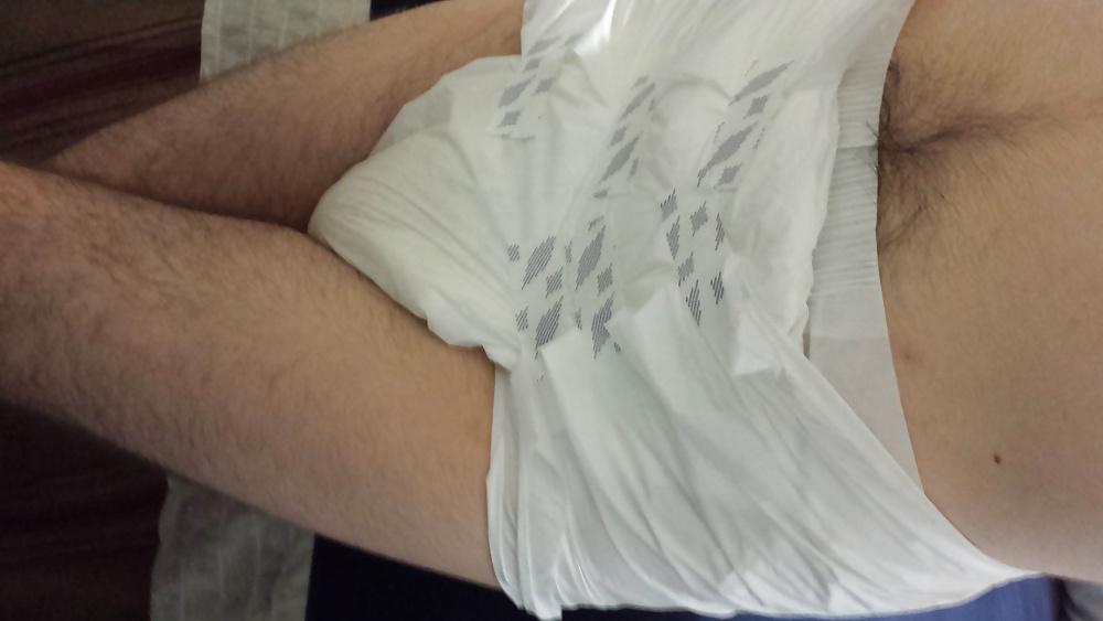 25P Me wet wearing a large Attends diaper