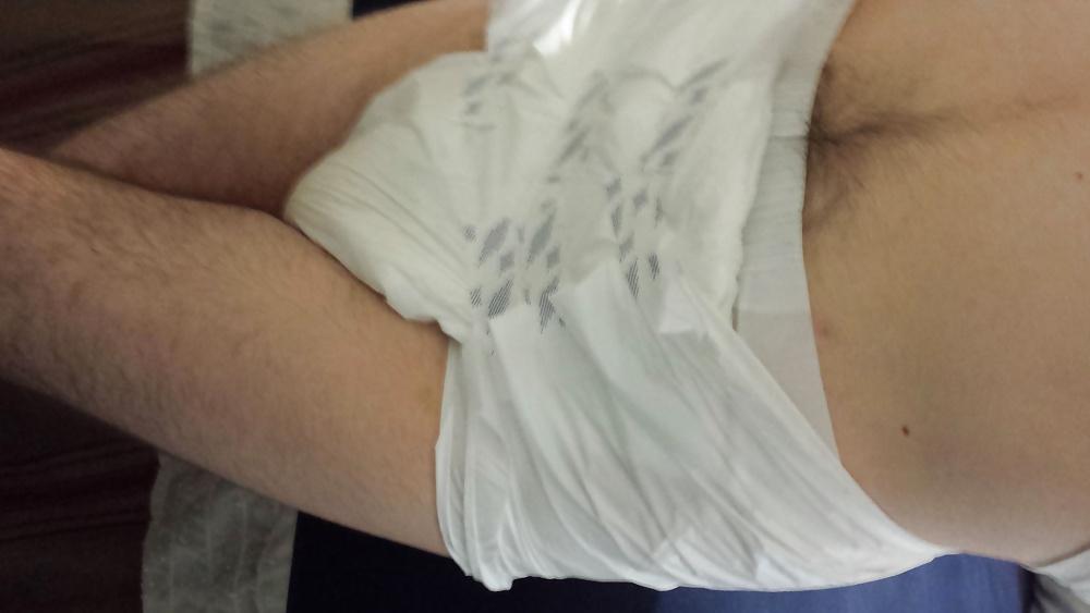 25P Me wet wearing a large Attends diaper