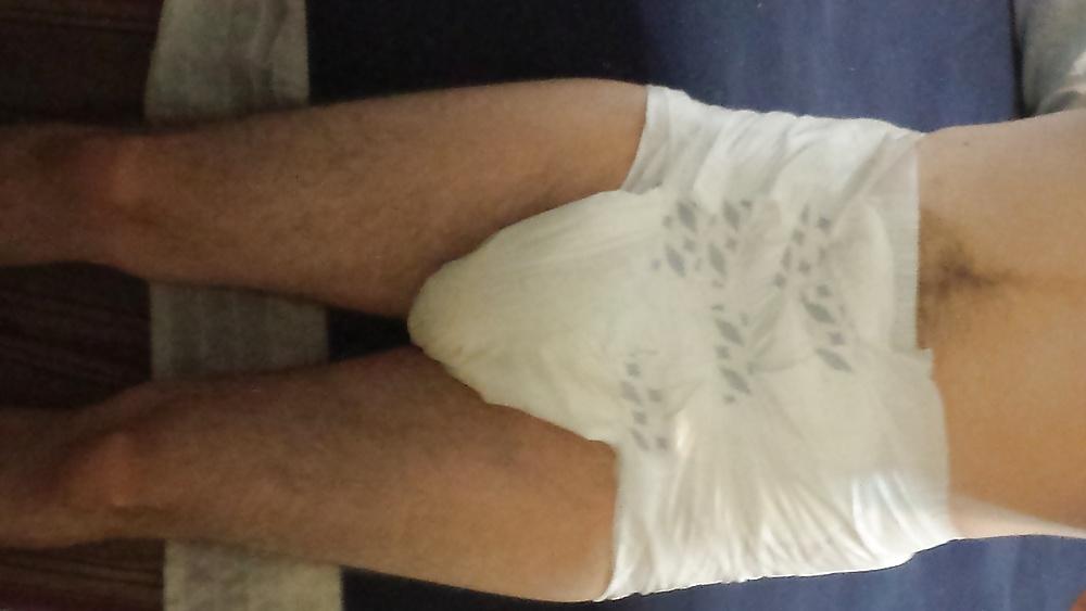 25P Me wet wearing a large Attends diaper