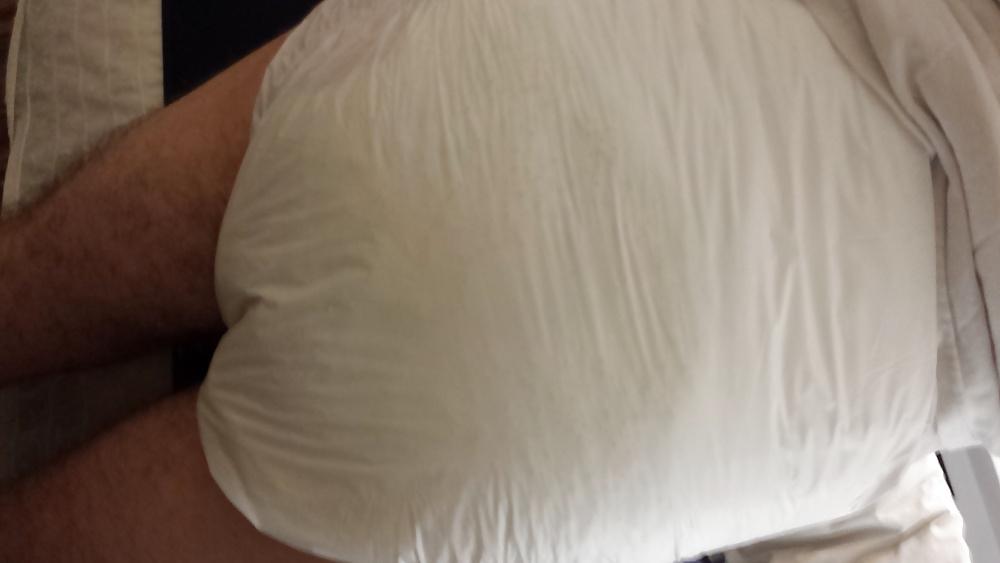 25P Me wet wearing a large Attends diaper