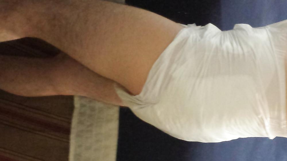 25P Me wet wearing a large Attends diaper