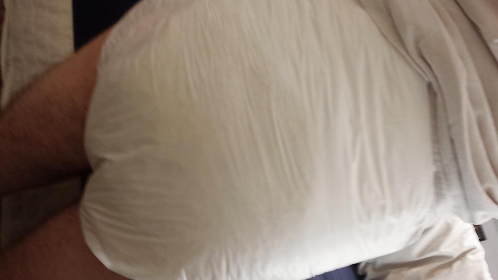 25P Me wet wearing a large Attends diaper