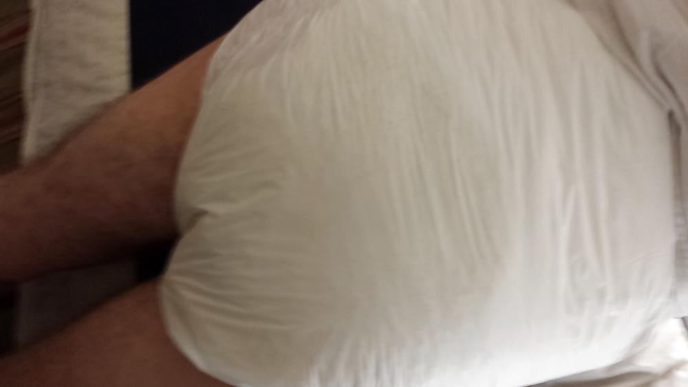 25P Me wet wearing a large Attends diaper