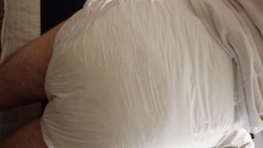 25P Me wet wearing a large Attends diaper
