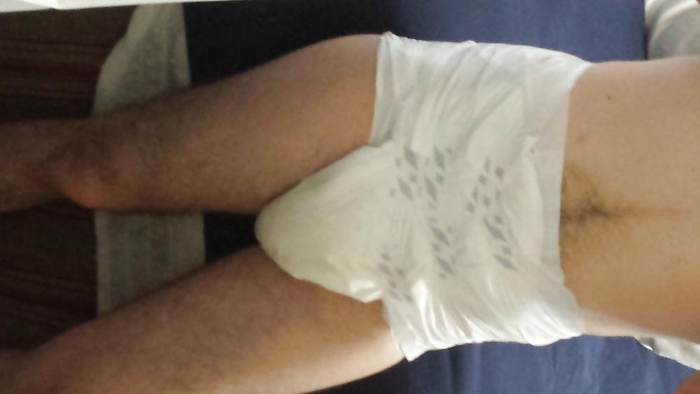 25P Me wet wearing a large Attends diaper