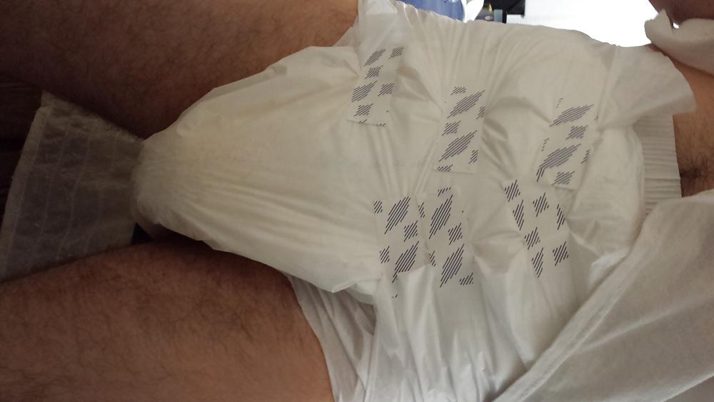 25P Me wet wearing a large Attends diaper