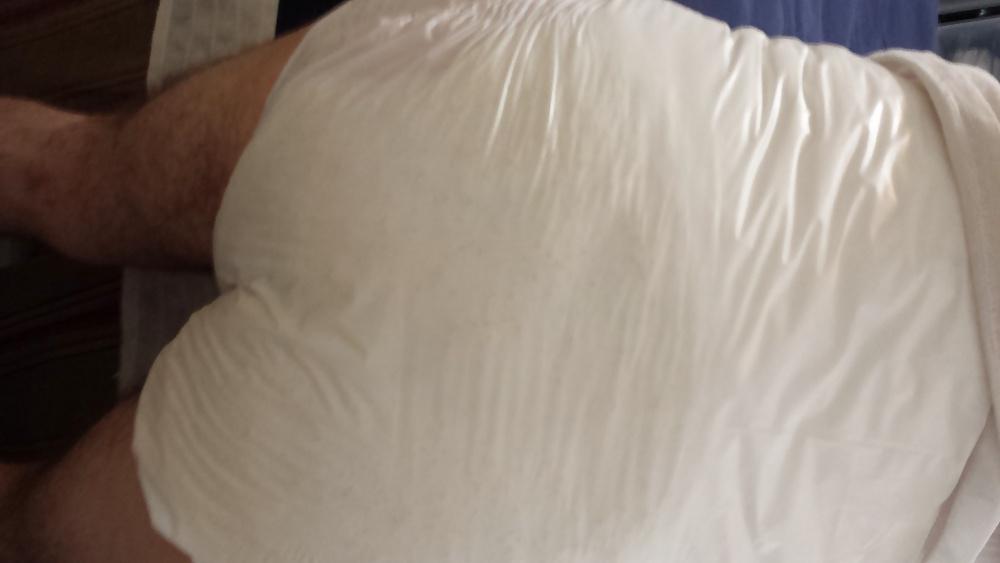25P Me wet wearing a large Attends diaper