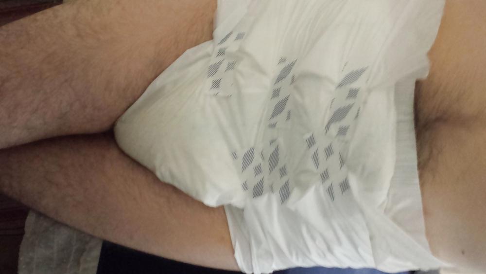 25P Me wet wearing a large Attends diaper