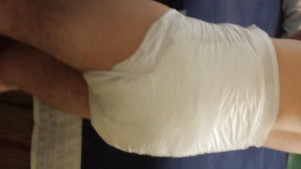 25P Me wet wearing a large Attends diaper