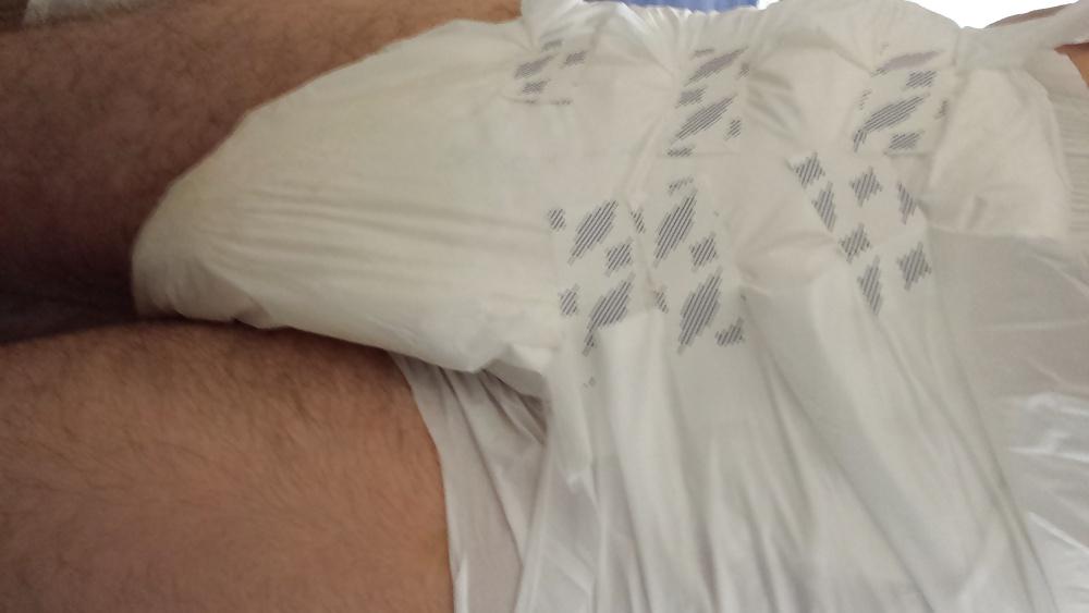25P Me wet wearing a large Attends diaper