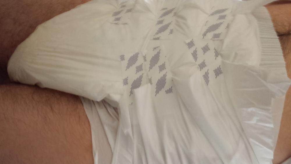 25P Me wet wearing a large Attends diaper