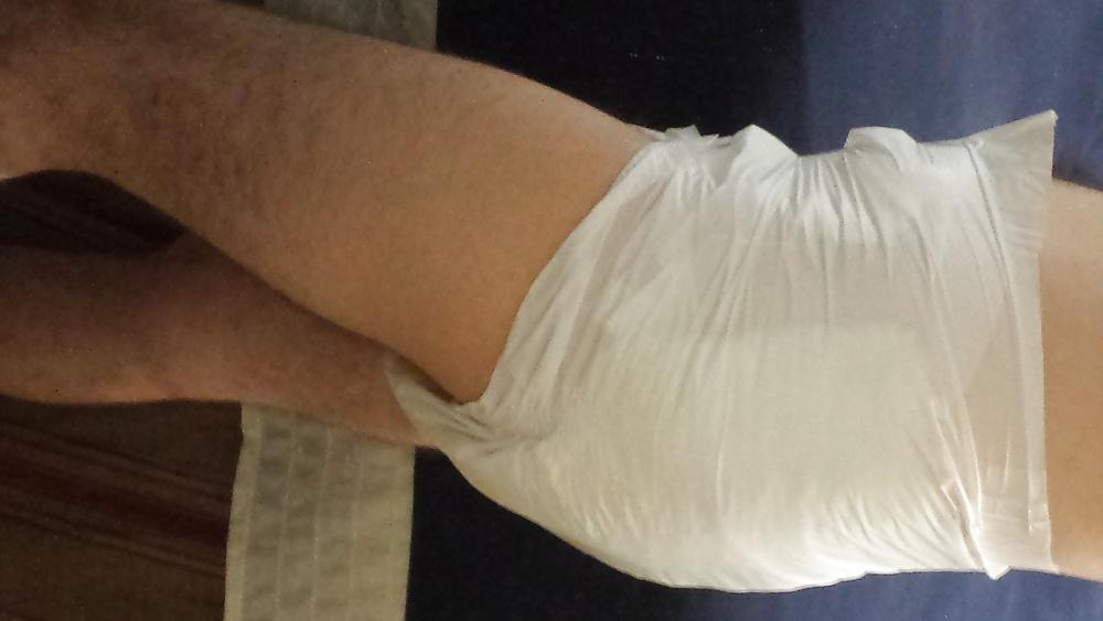 25P Me wet wearing a large Attends diaper