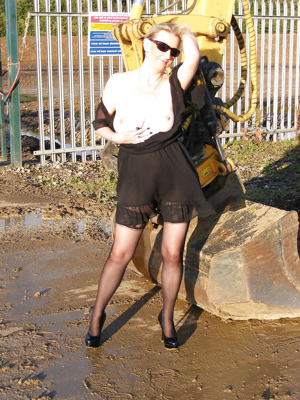 25P Mia slut see through transparent naked outdoors