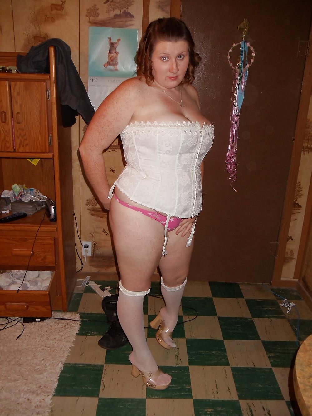 25P Mijn Sexy witte Corset en me Sexy houten hakken
