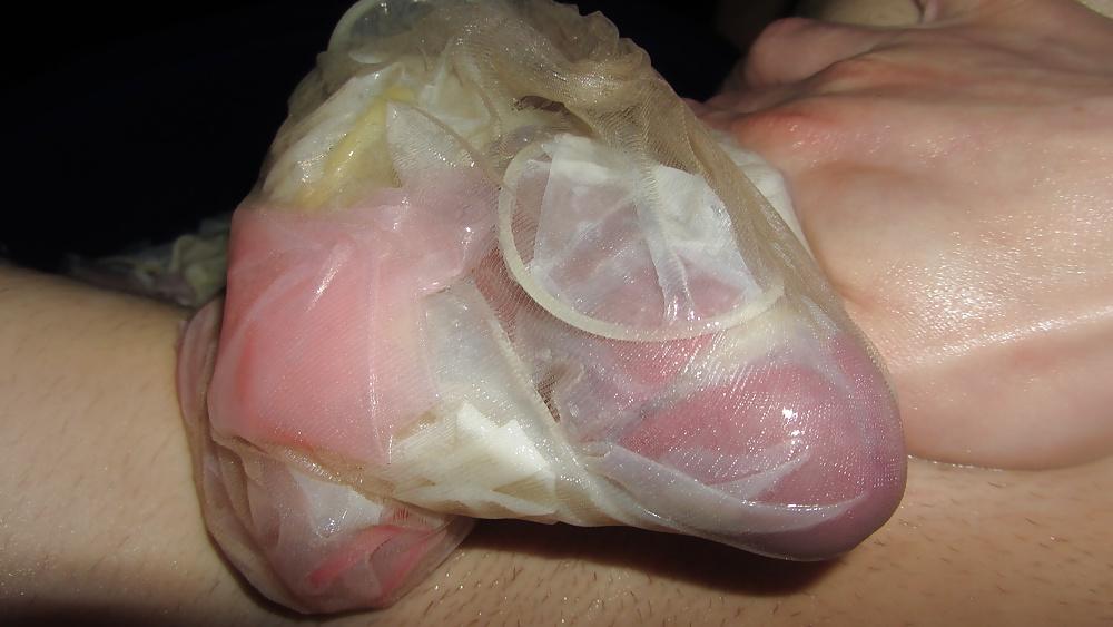 25P Condom Excess With New SIL Nylons Satin Panties