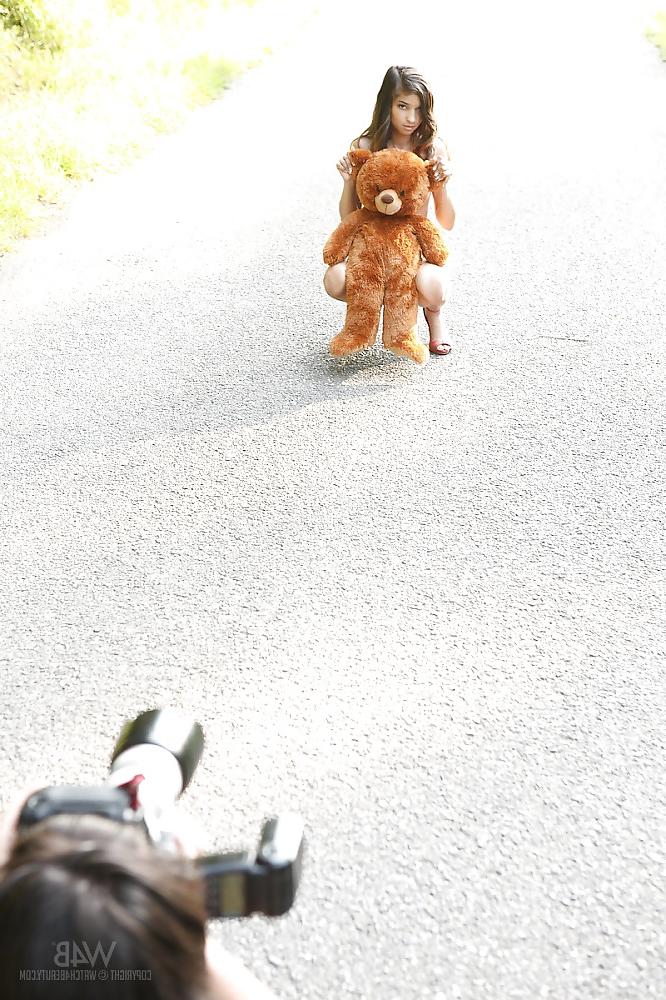 15P Girl Nika  playing with her teddy bear