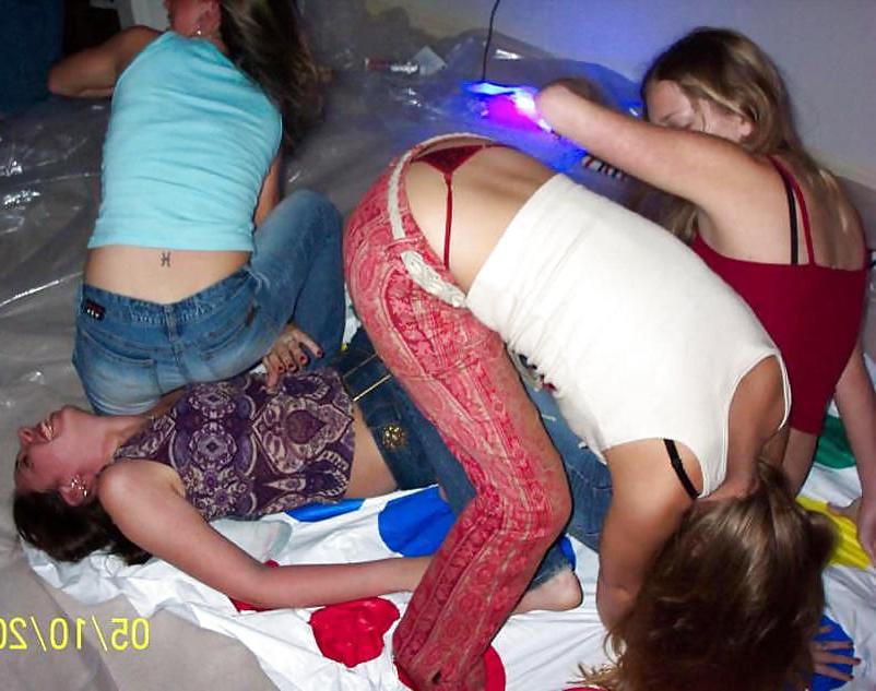 25P Playing Twister, Upskirt, Nude and Downblouse