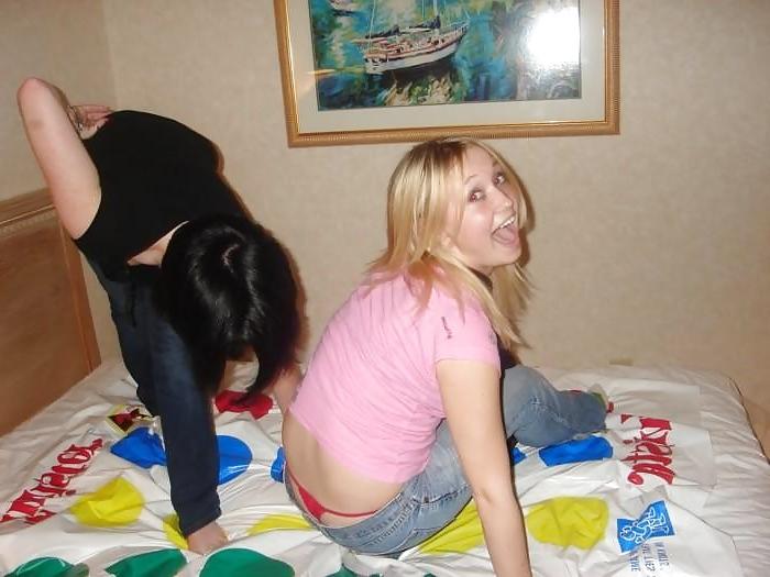 25P Playing Twister, Upskirt, Nude and Downblouse