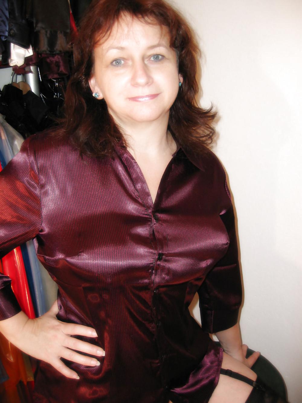16P Hairy MILF wearing a PVC Corset