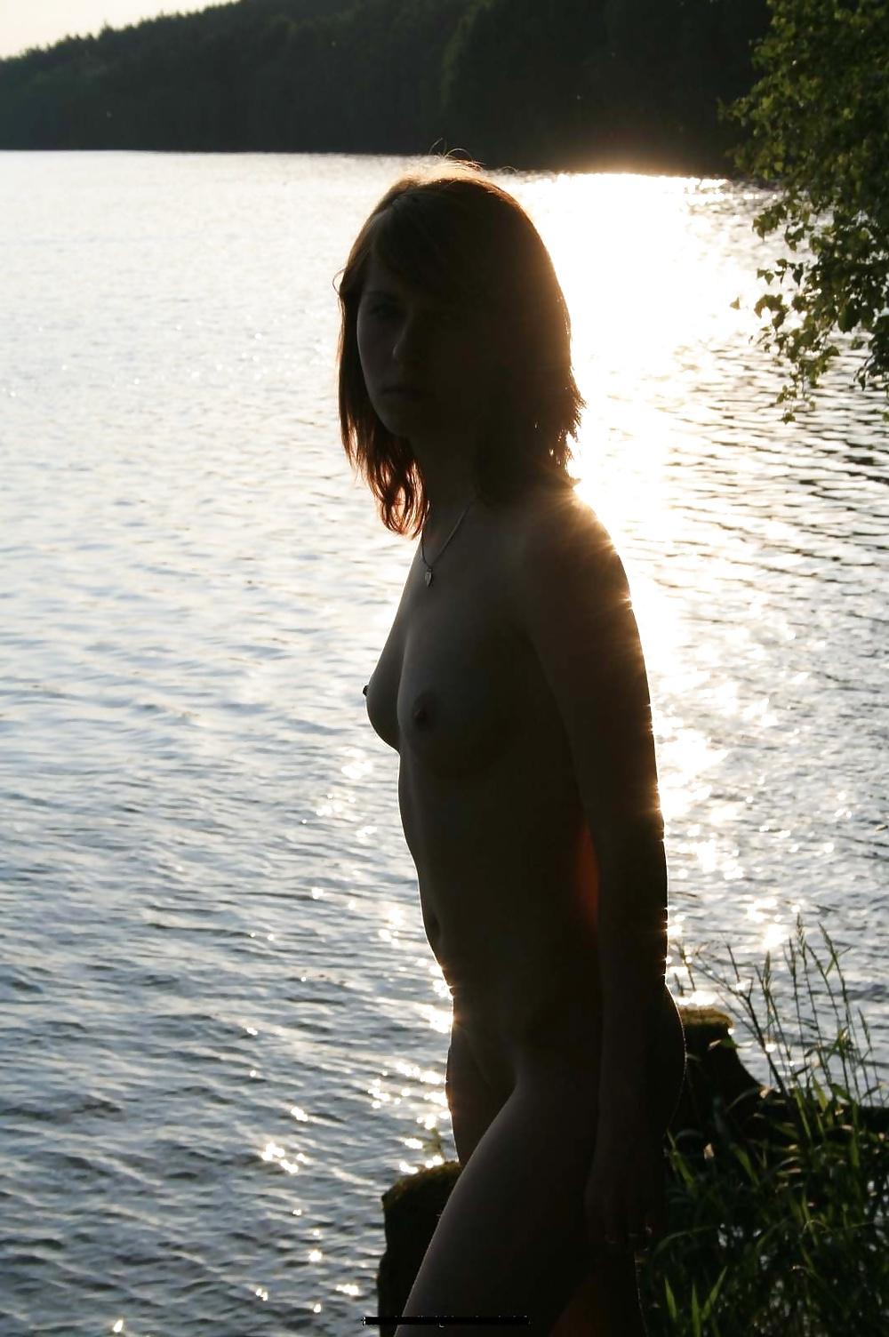 15P Sexy Brunette at the lake