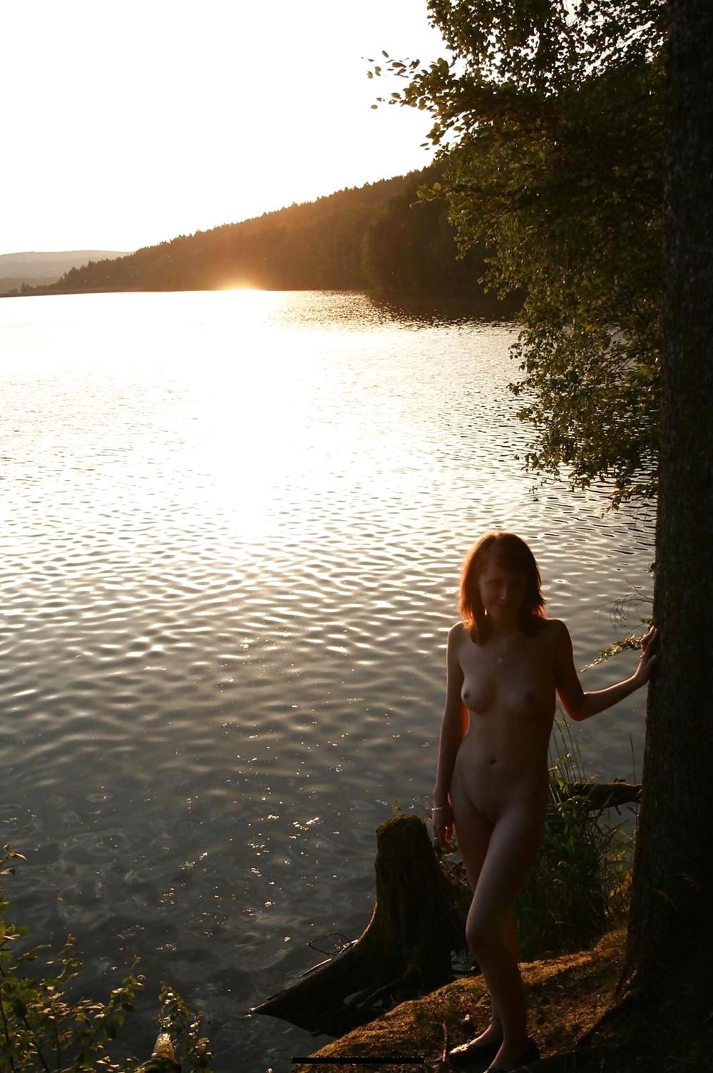 15P Sexy Brunette at the lake