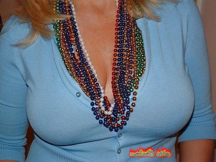 10P Mrs. Betty Boobman and her Mardi Gras beads