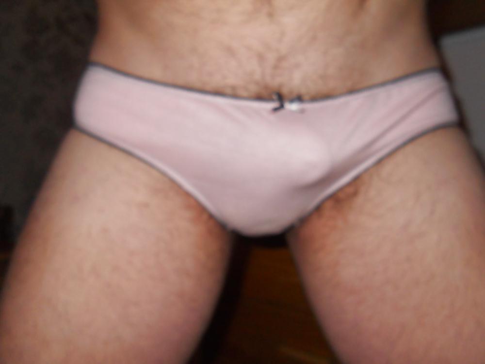 6P Guy wears my wifes panties and trbutes them