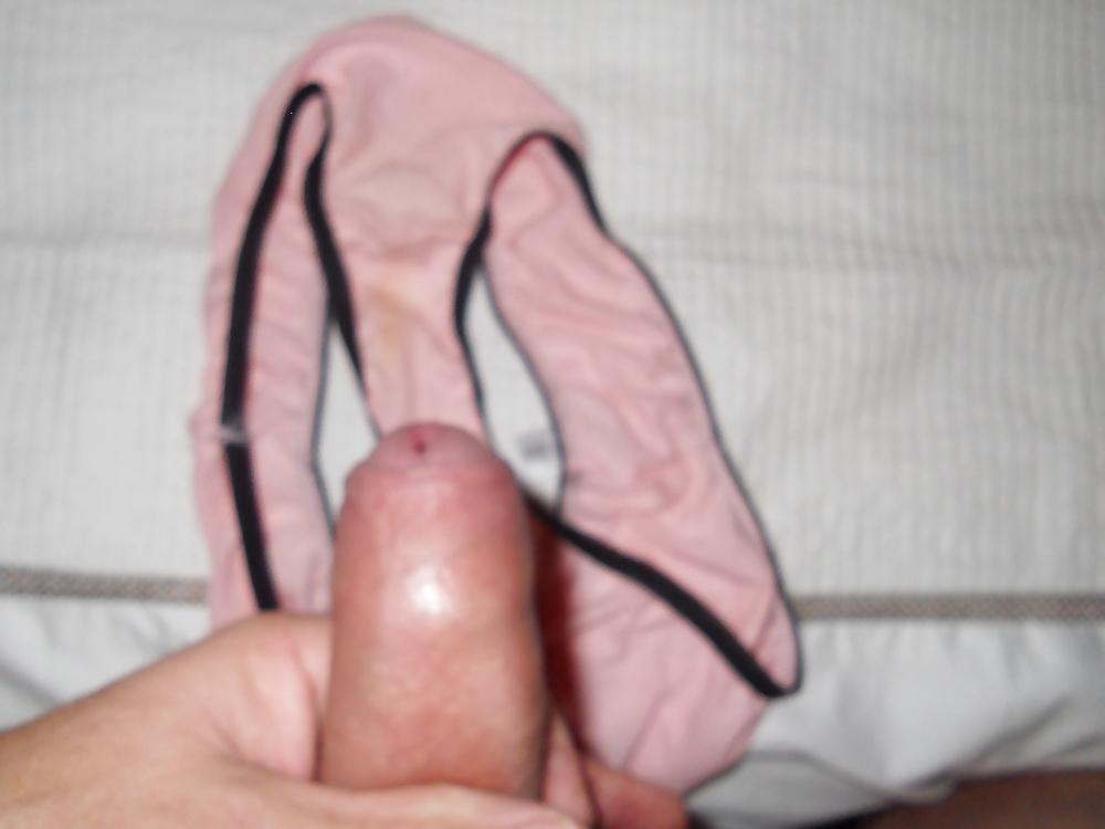 6P Guy wears my wifes panties and trbutes them