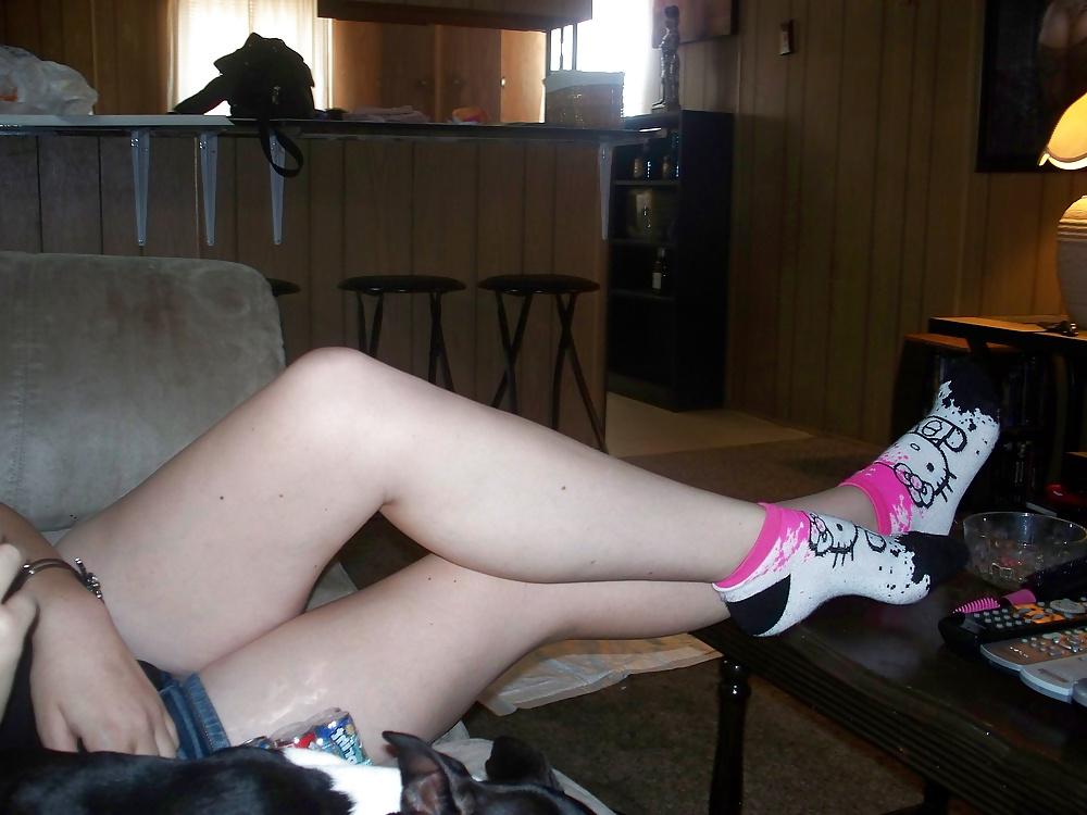 25P Leg and Foot Fetish Redhead, Socks and shoes