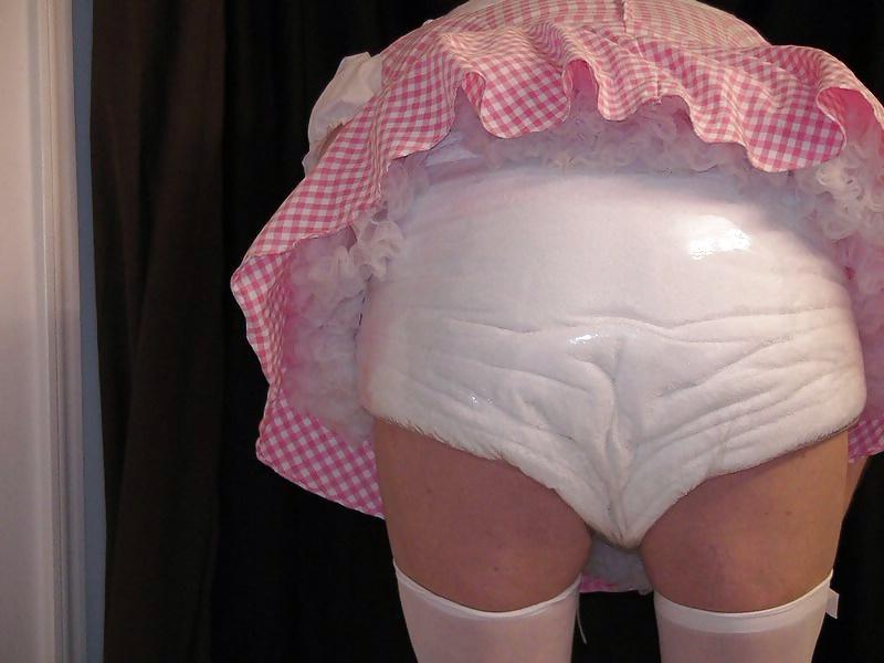12P Pink dress diaper and sissy stockings