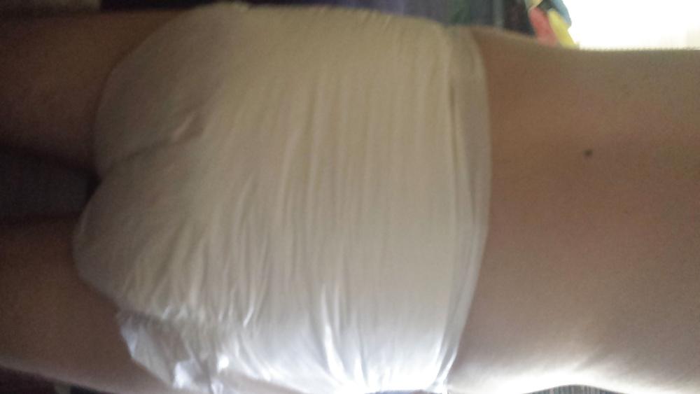 25P Wearing my girly pink and purple diaper.